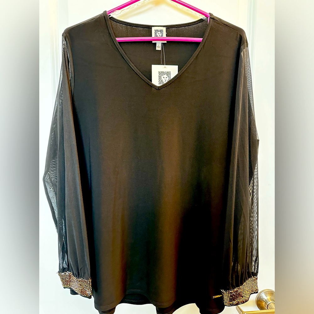 Anne Klein work blouse chiffon NWT